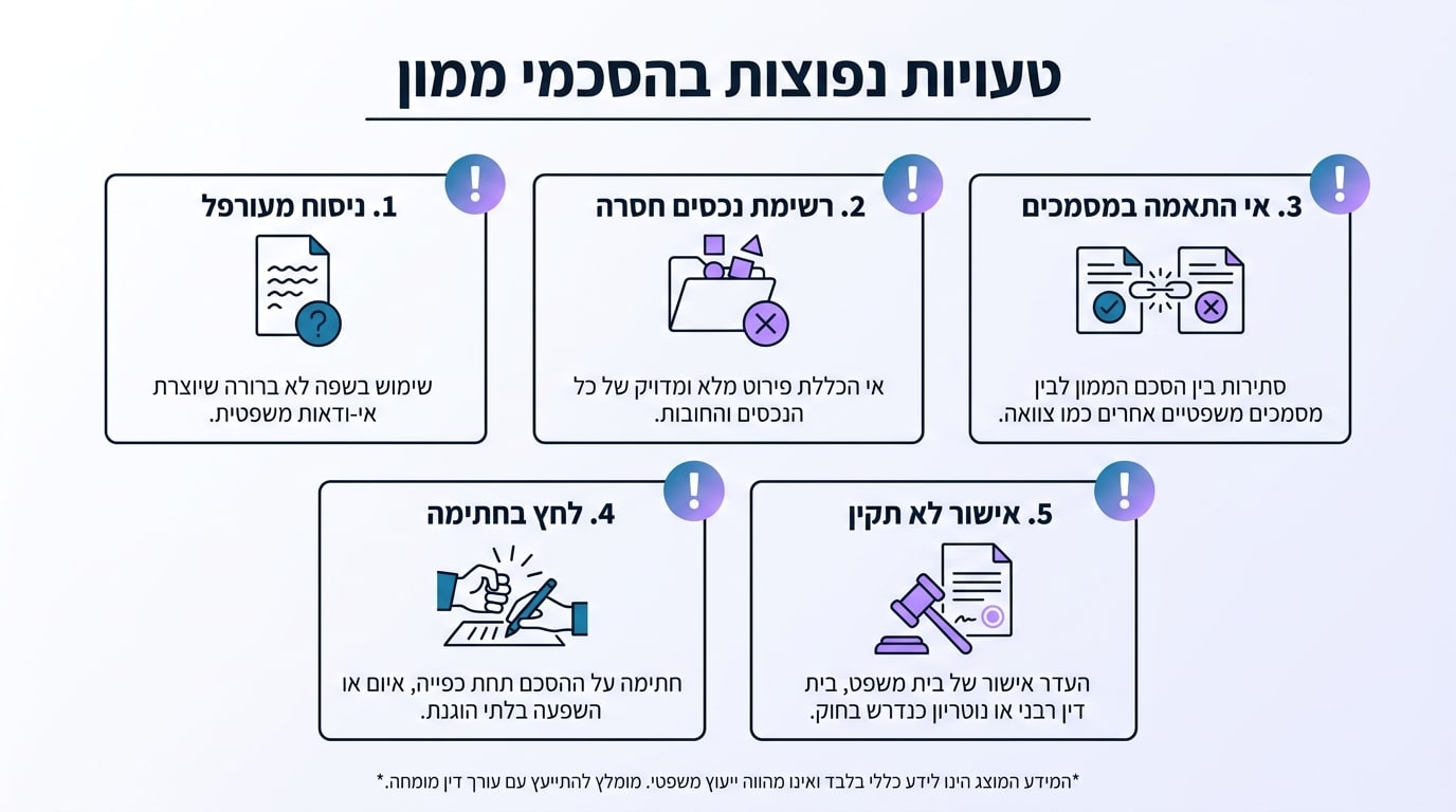 טעויות נפוצות שעלולות לסכן את תוקף הסכם הממון