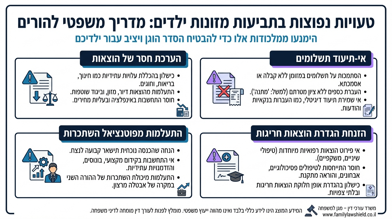 טעויות נפוצות בתביעות מזונות שחשוב להימנע מהן
