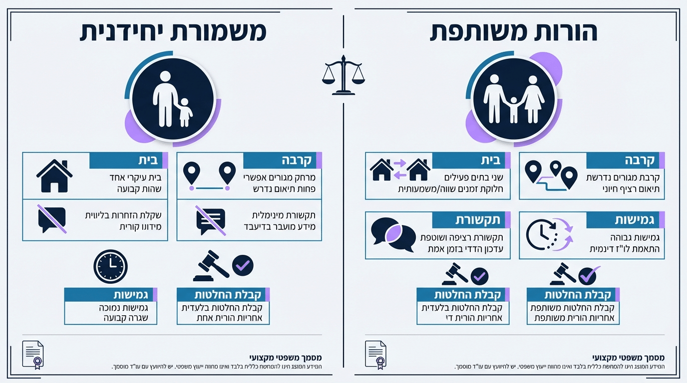משמורת בלעדית או הורות משותפת